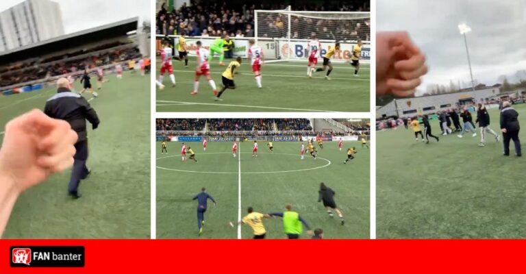 Maidstone fan invades pitch to swear and goad Steve Evans after FA Cup upset towards Stevenage
